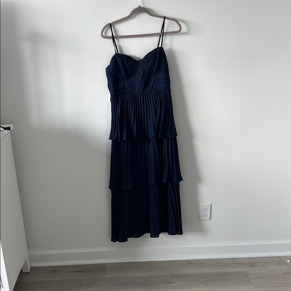 Lulus Navy Blue Tiered Corset Dress